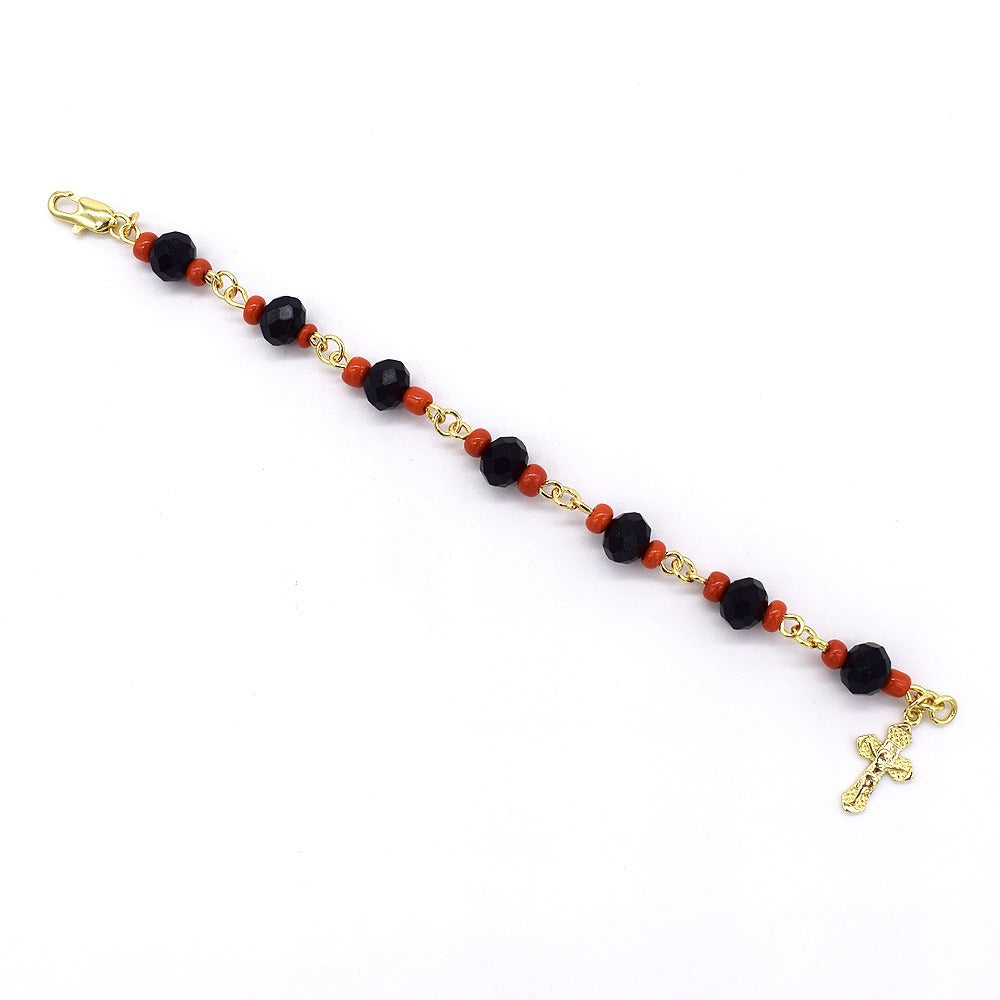 18k Layered Real Gold Filled cross azbche bracelet 6 inches