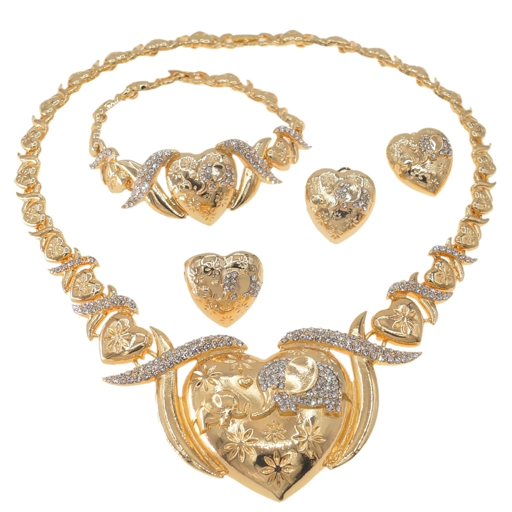 HUGS &KISSES xo big heart elephant set gold Plated #128