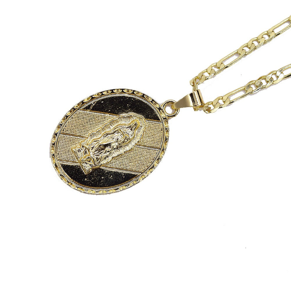 18k Layered Real Gold Filled virgin Mary pendant charm with 24 inches necklace chain #26