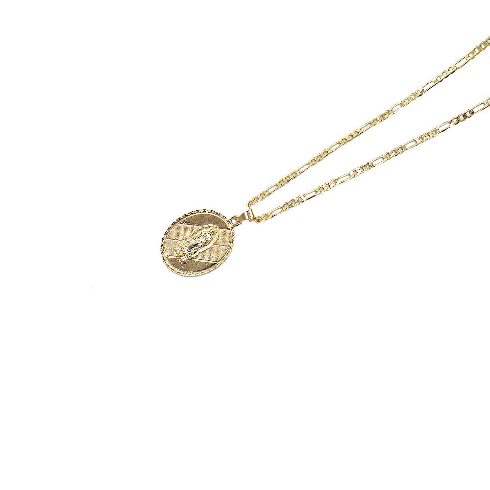 18k Layered Real Gold Filled virgin Mary pendant charm with 24 inches necklace chain #26