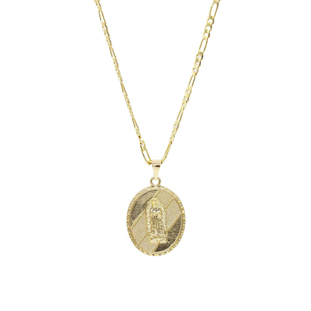 18k Layered Real Gold Filled virgin Mary pendant charm with 24 inches necklace chain #26