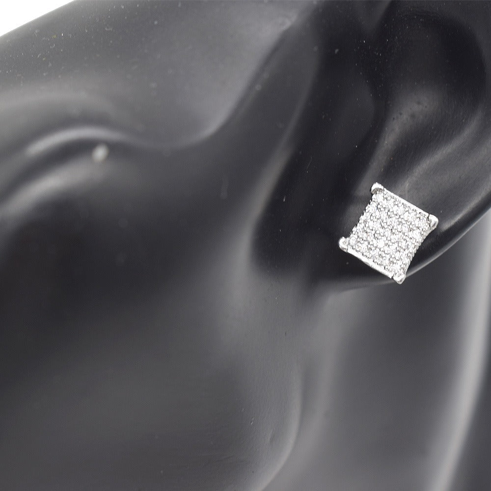 18k Layered Real Gold Filled Square pave settings earrings Cubic Zirconia hip hop #15