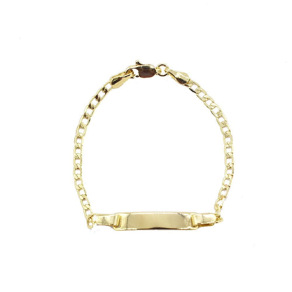 18k Layered Real Gold Filled cuben id bracelet 6 inches