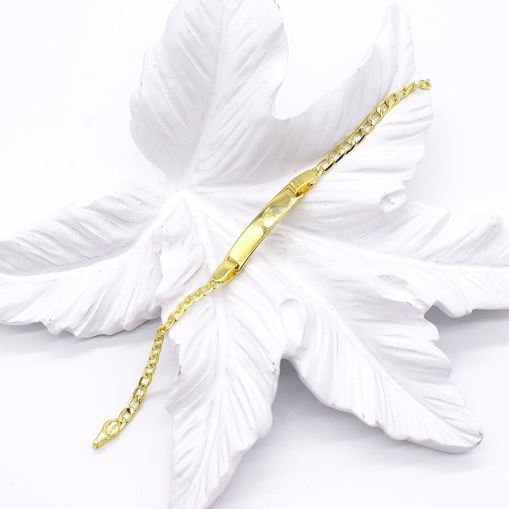 18k Layered Real Gold Filled cuben id bracelet 6 inches