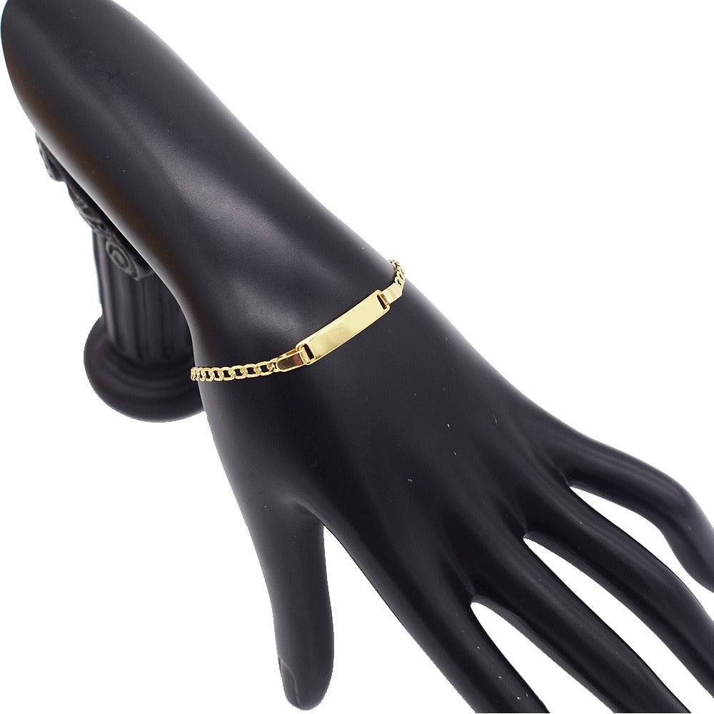 18k Layered Real Gold Filled cuben id bracelet 6 inches