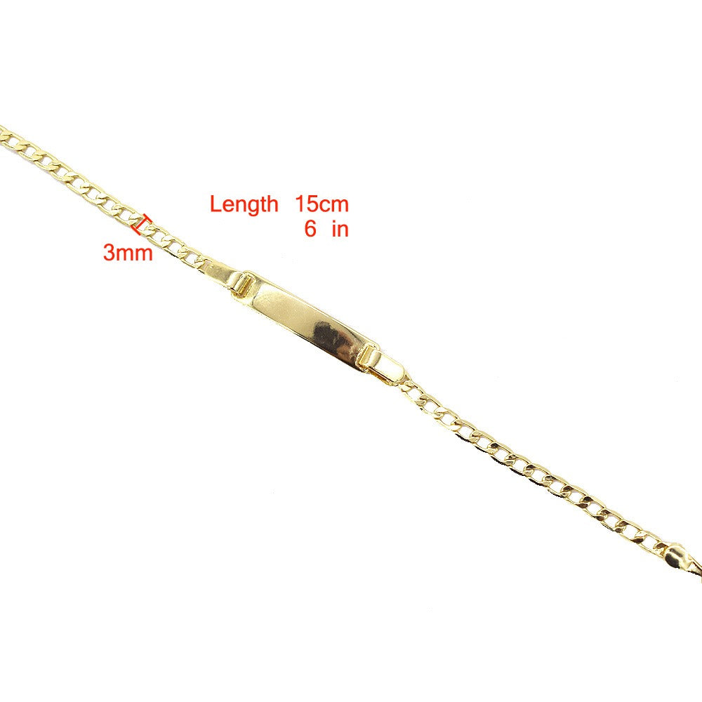 18k Layered Real Gold Filled cuben id bracelet 6 inches