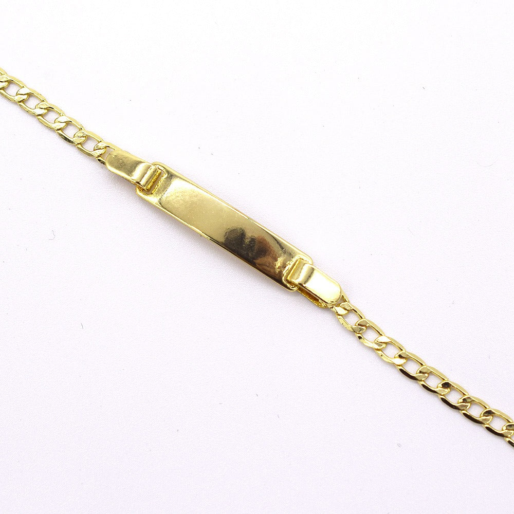 18k Layered Real Gold Filled cuben id bracelet 6 inches