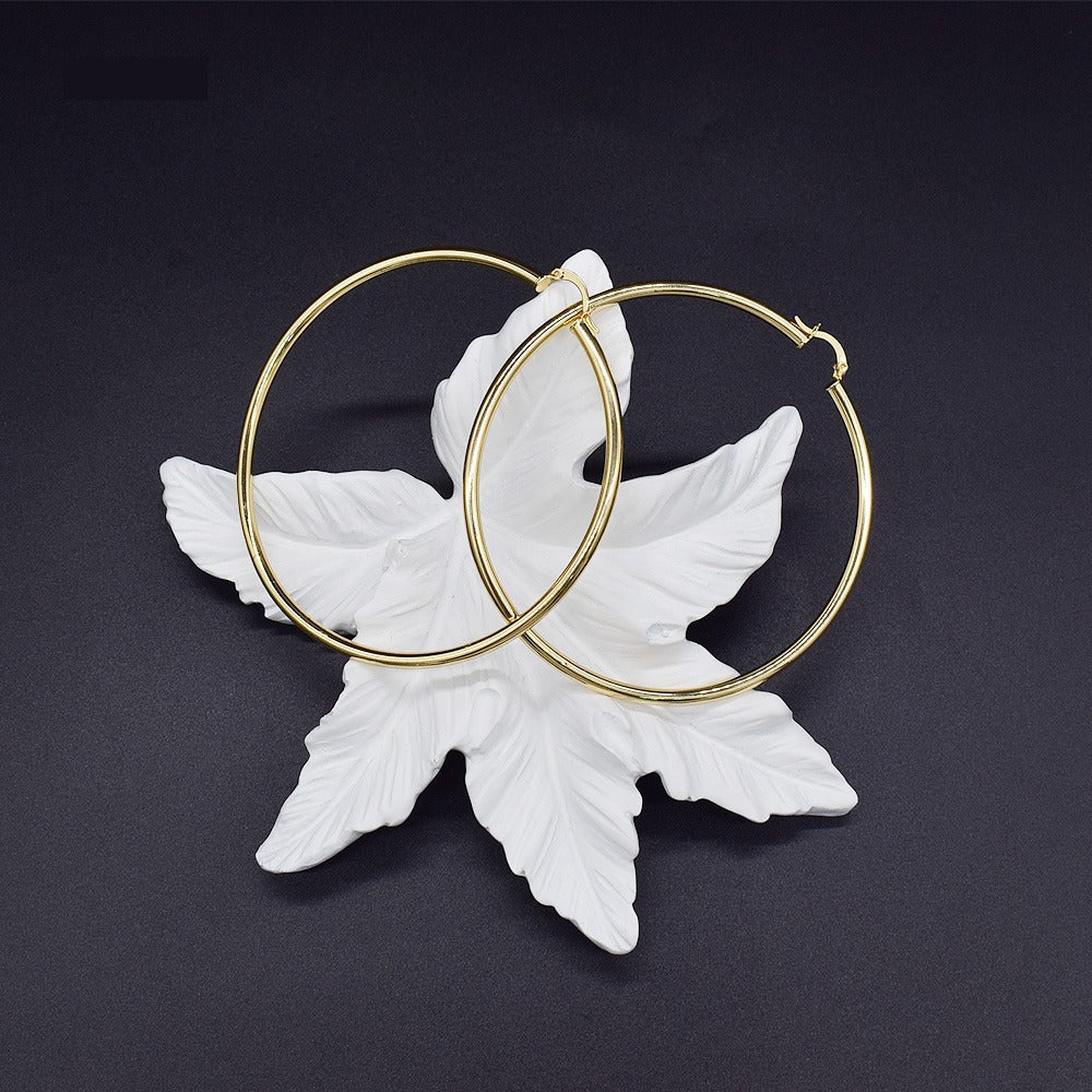18k layered real gold filled round hoop earrings #12
