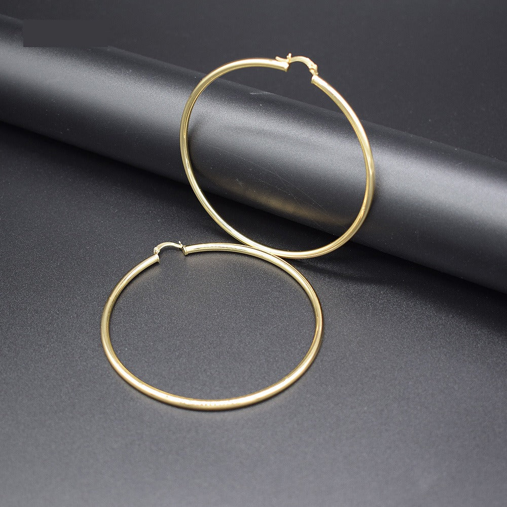 18k layered real gold filled round hoop earrings #12
