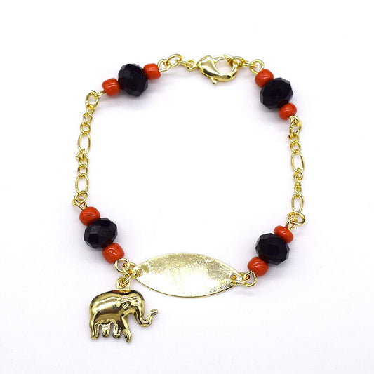 18k Layered Real Gold Filled elephant azbche id bracelet 6 inches #20