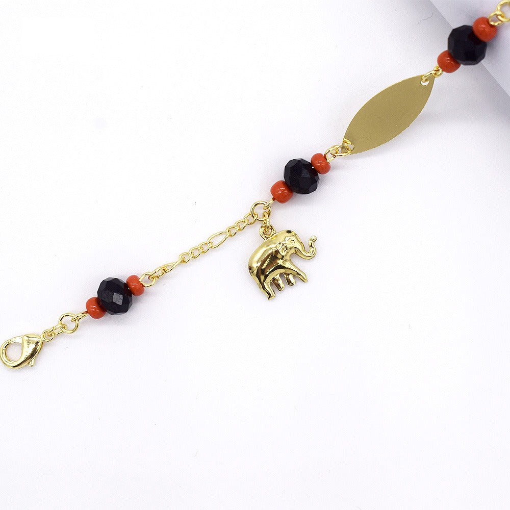 18k Layered Real Gold Filled elephant azbche id bracelet 6 inches