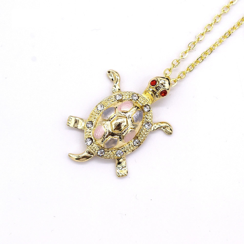 18k Layered Real Gold Filled tri colors turtle charm pendant with 18 inch necklace chain #28