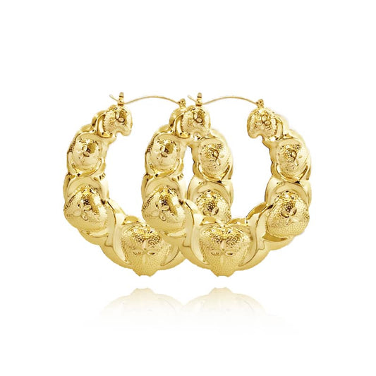 18k Layered Real Gold Filled xo bamboo hoop earrings super light #10
