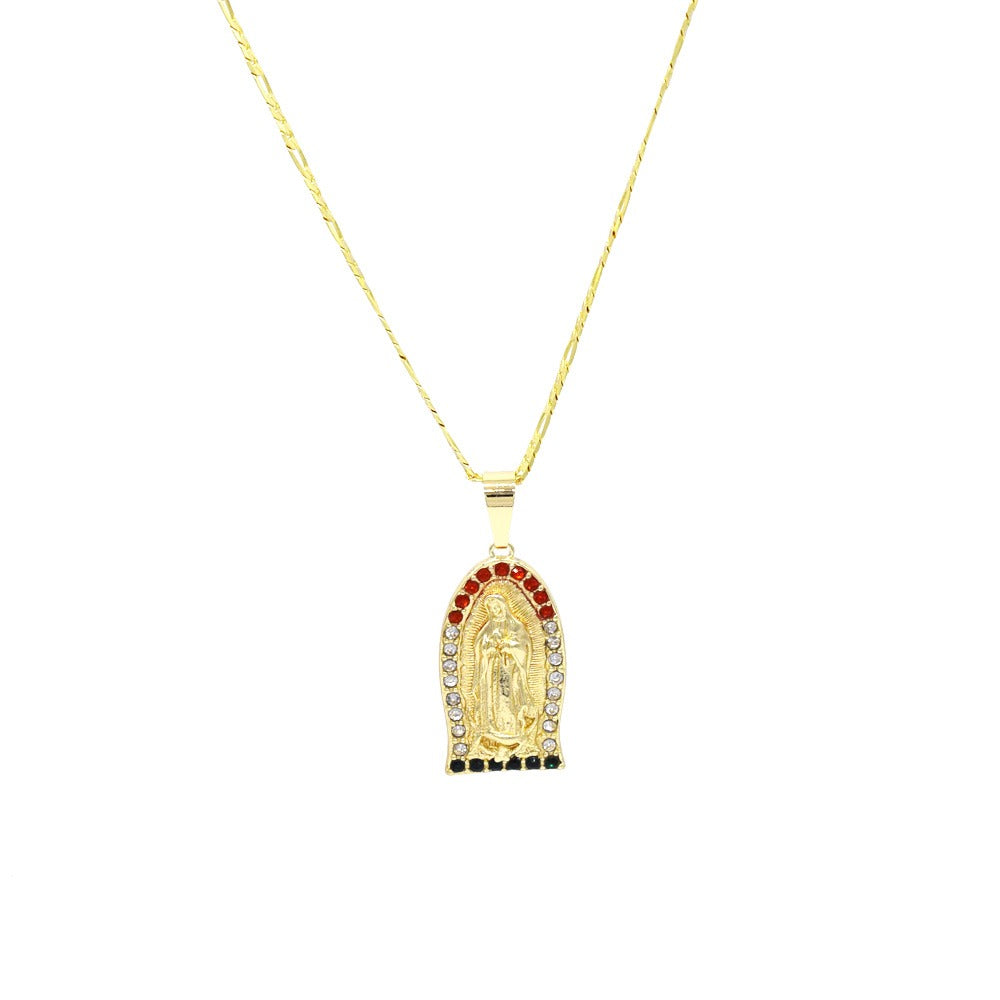 18k Layered Real Gold Filled virgin Mary pendant charm with 24" necklace chain #32