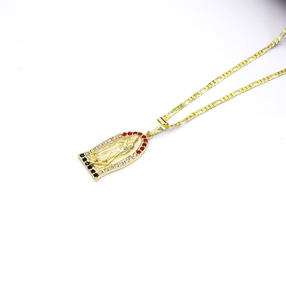 18k Layered Real Gold Filled virgin Mary pendant charm with 24" necklace chain #32