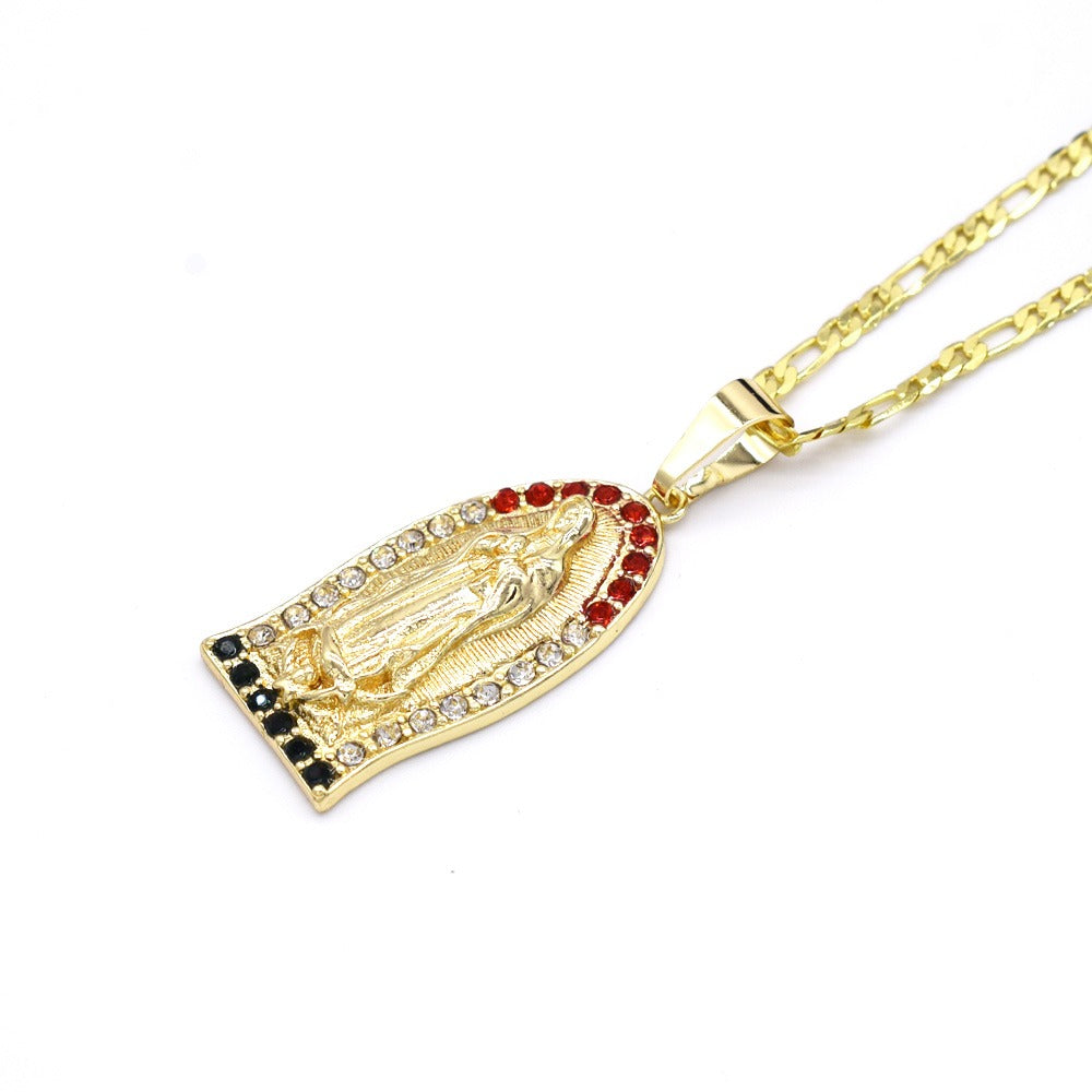 18k Layered Real Gold Filled virgin Mary pendant charm with 24" necklace chain #32