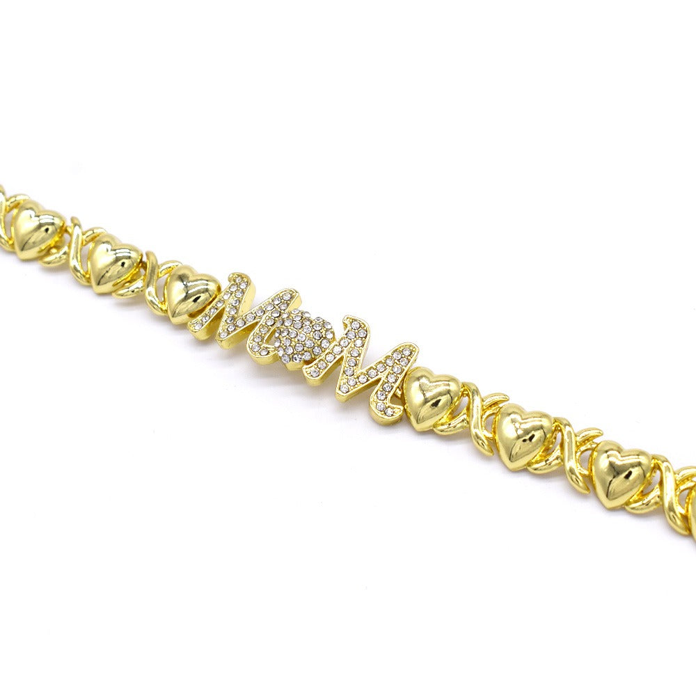 18k Layered real gold filled xo mom bracelet 7.5 inches #12