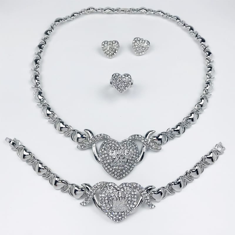 HUGS &KISSES xo set silver color gold Plated #180