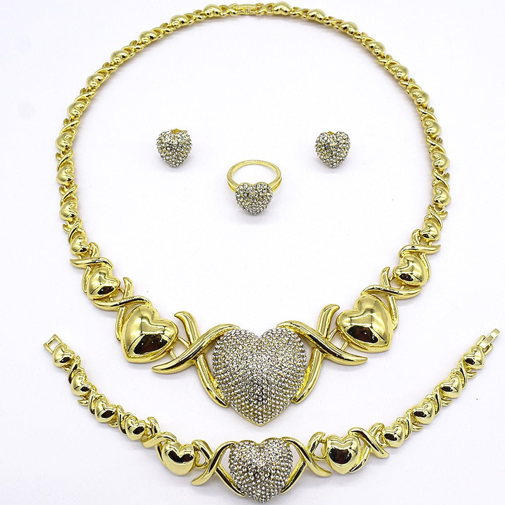 HUGS &KISSES xo big heart set gold Plated #49
