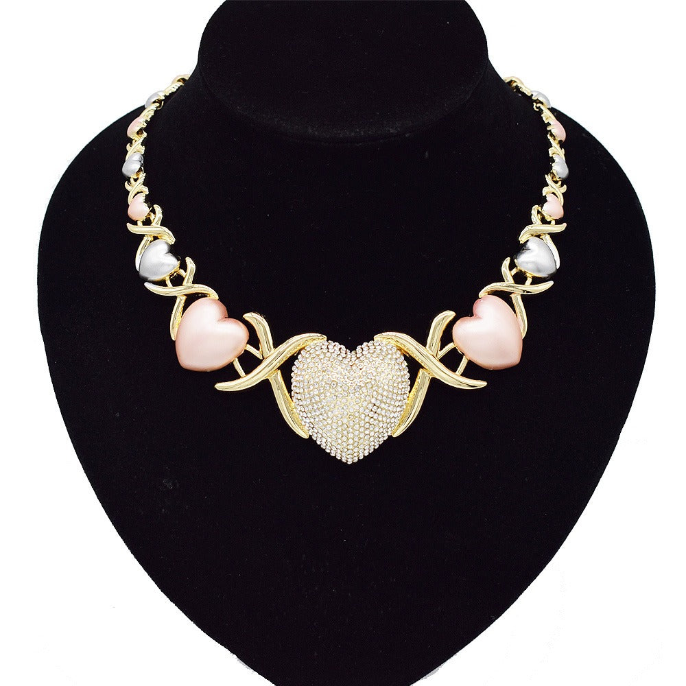 HUGS &KISSES xo set tri colors big heart #181