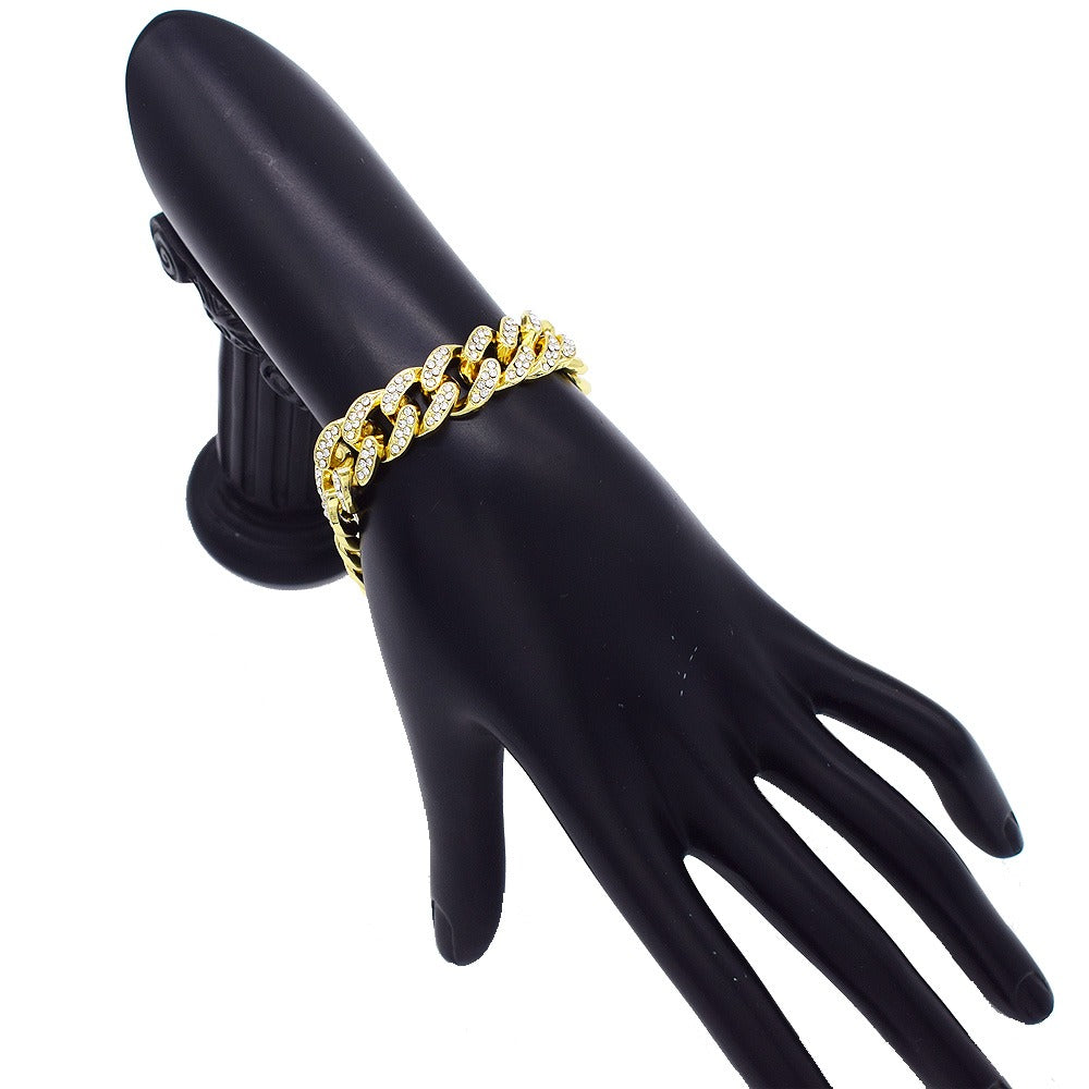 Icedout cuben link bracelet gold Plated 8 inches hip hop #18