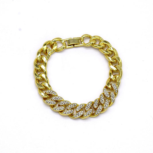 Icedout cuben link bracelet gold Plated 8 inches hip hop #18