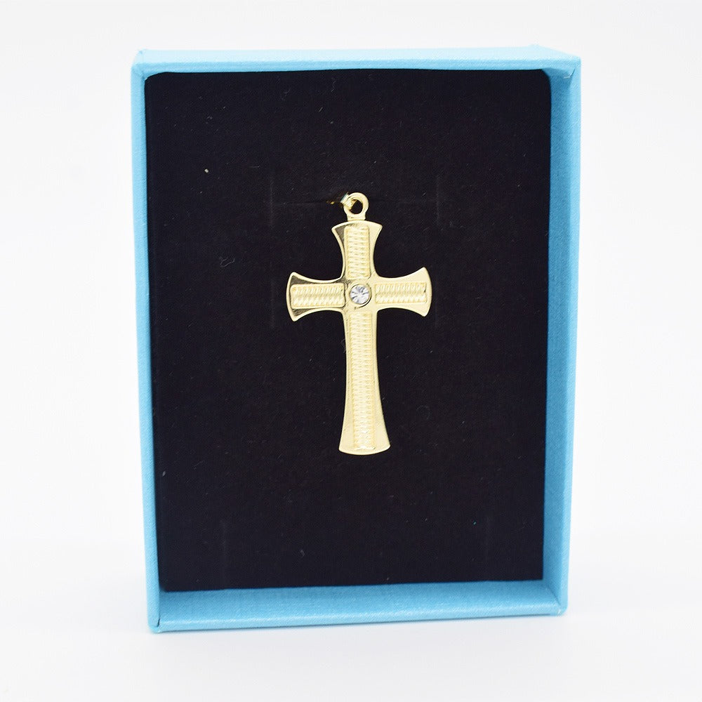 18k Layered Real Gold Filled cross pendant charm with 24" chain necklace #40