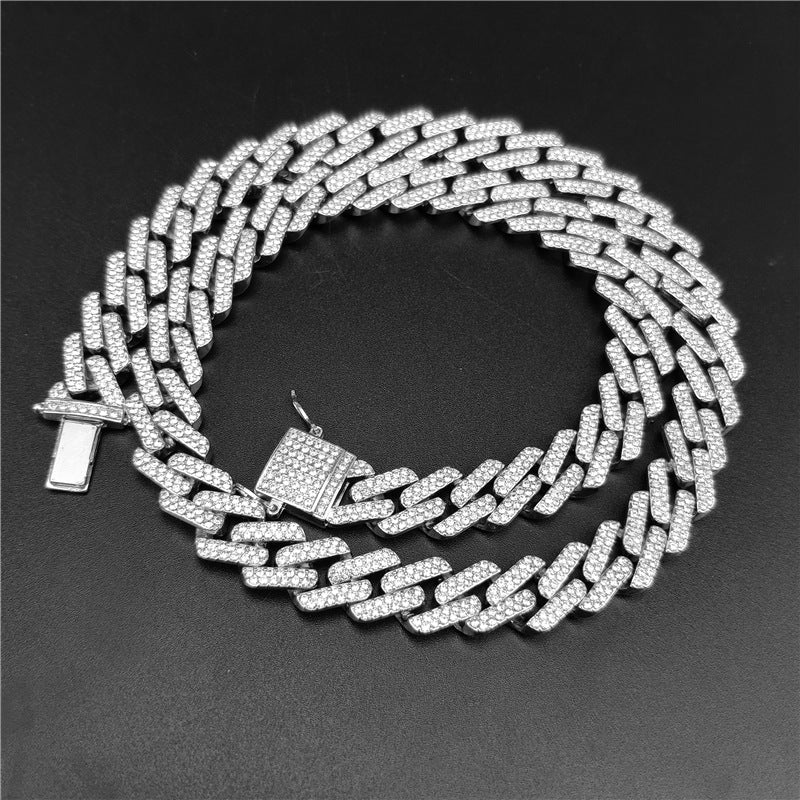 Hip hop set icedout necklace bracelet watch silver color gold Plated