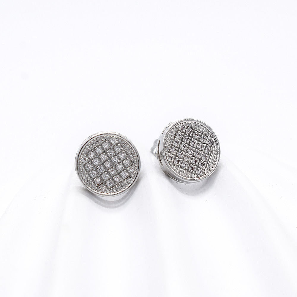 18k Layered Real Gold Filled round icedout earrings hip hop #19