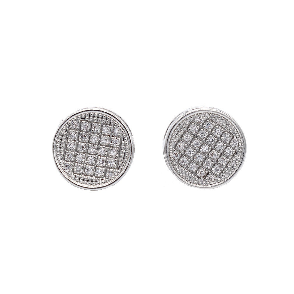 18k Layered Real Gold Filled round icedout earrings hip hop #19