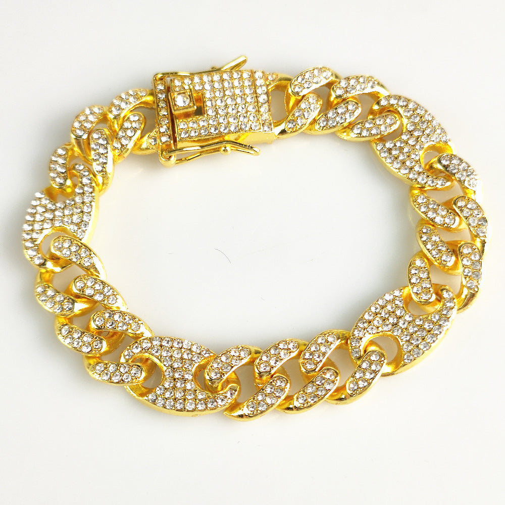 Iced out cuben link bracelet hip hop 8 inches gold Plated #16