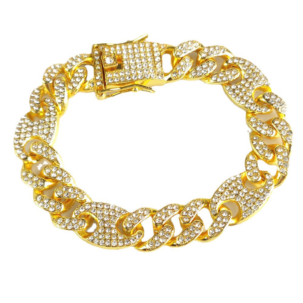 Iced out cuben link bracelet hip hop 8 inches gold Plated #16