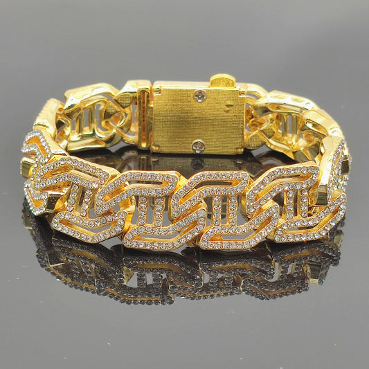 Icedout mariner links bracelet hip hop gold Plated 8 inches #17