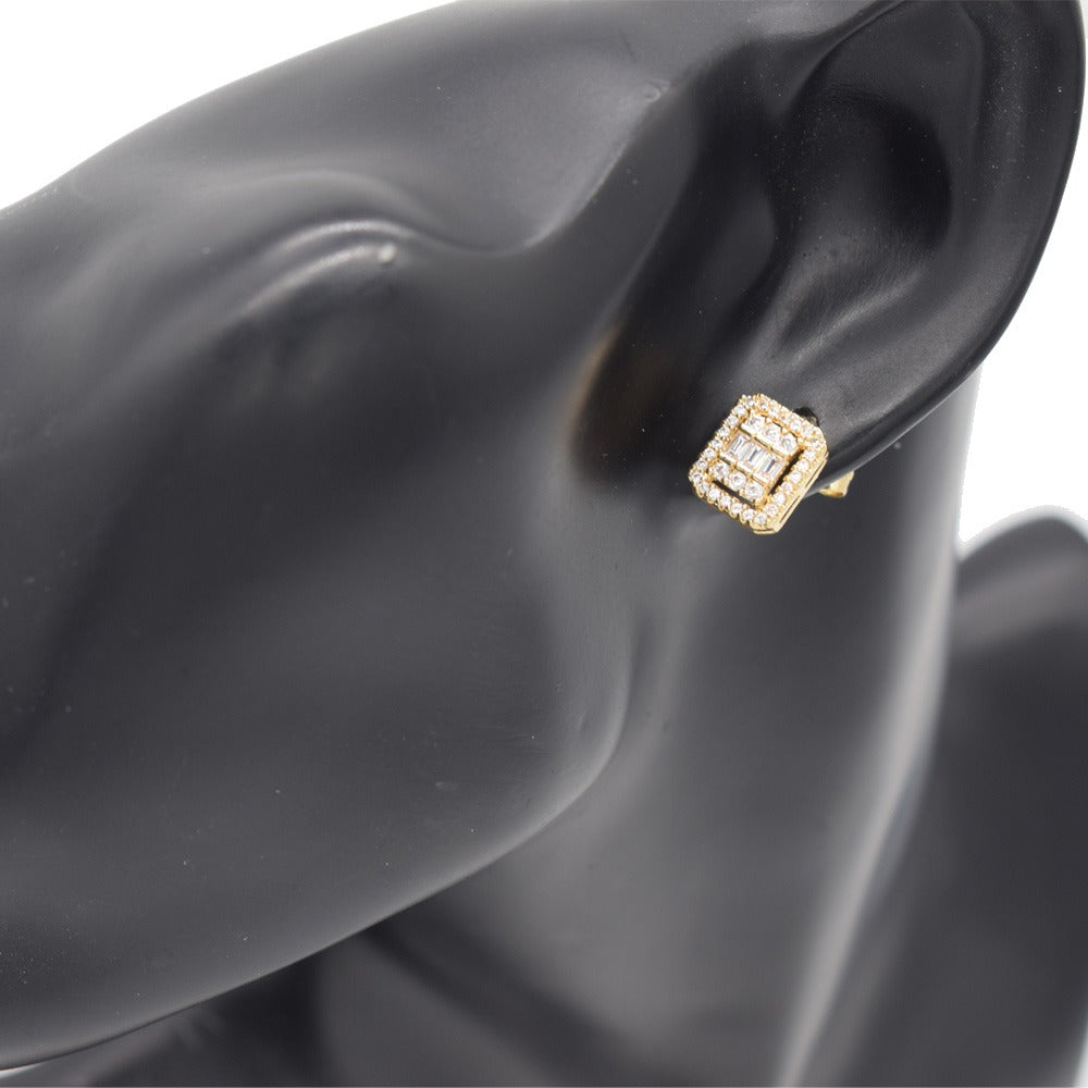18k Layered Real Gold Filled Hip Hop Icedout Pave Setting earrings #20