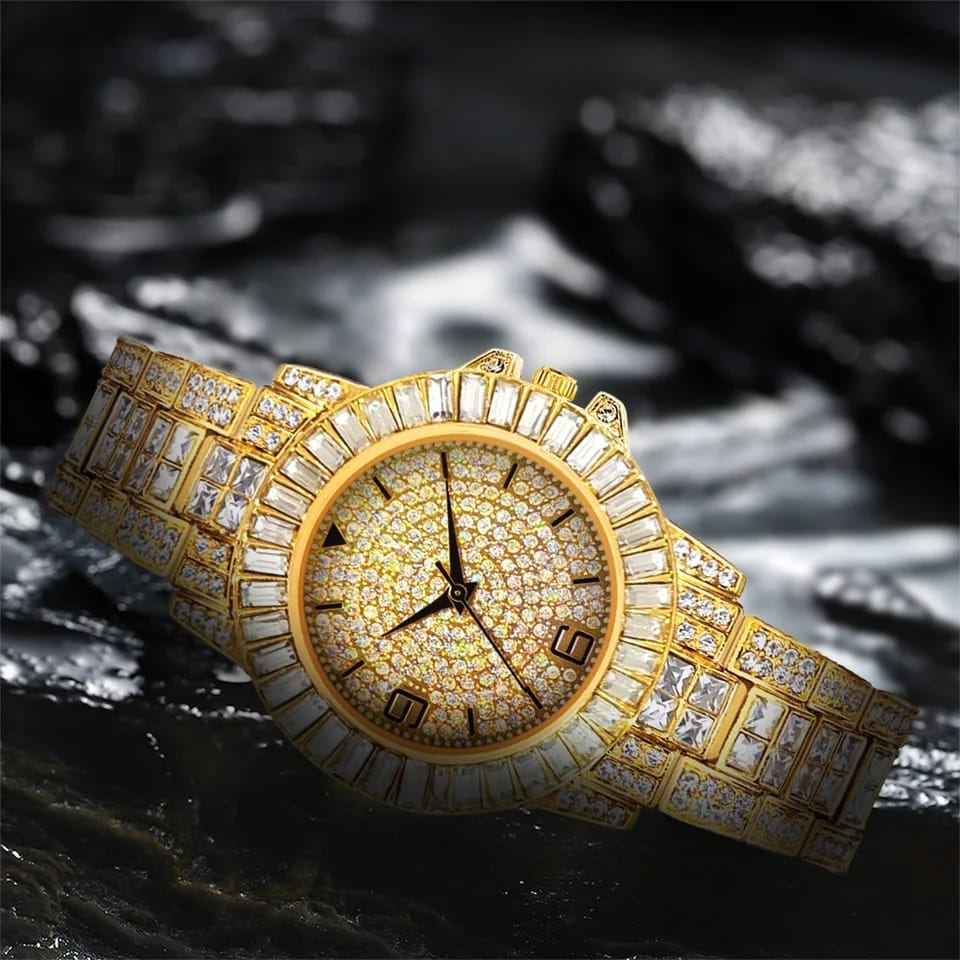 Iced out Presidential watch baguettes settings high quality unisex hip hop #2