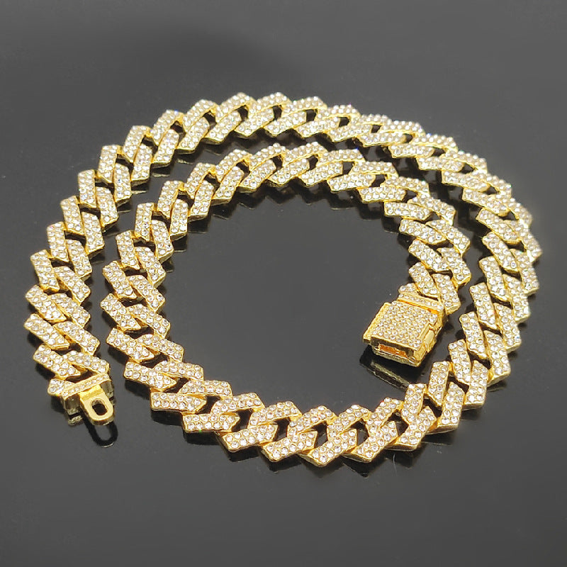 Hip hop set cuben necklace chain with icedout cross pendant charm Gold Plated #43