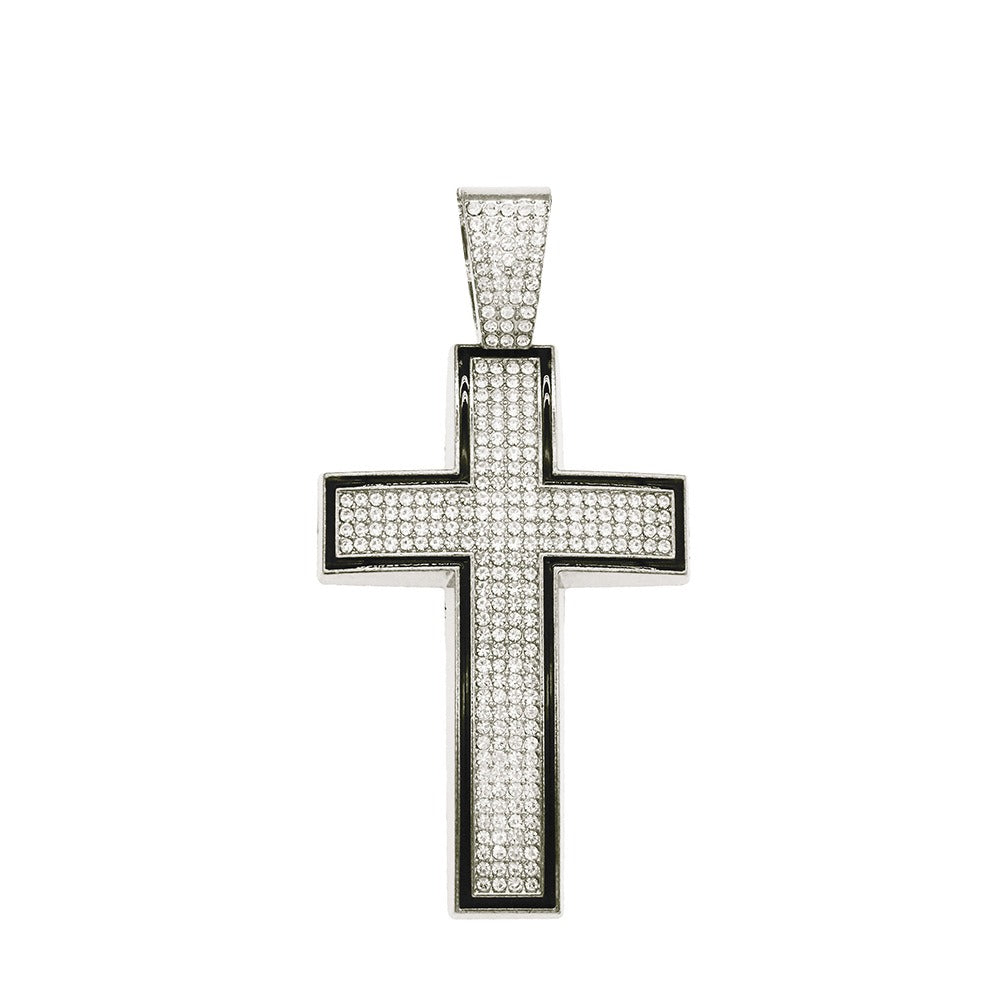 Hip hop set cuben necklace chain with icedout cross pendant charm Gold Plated #43