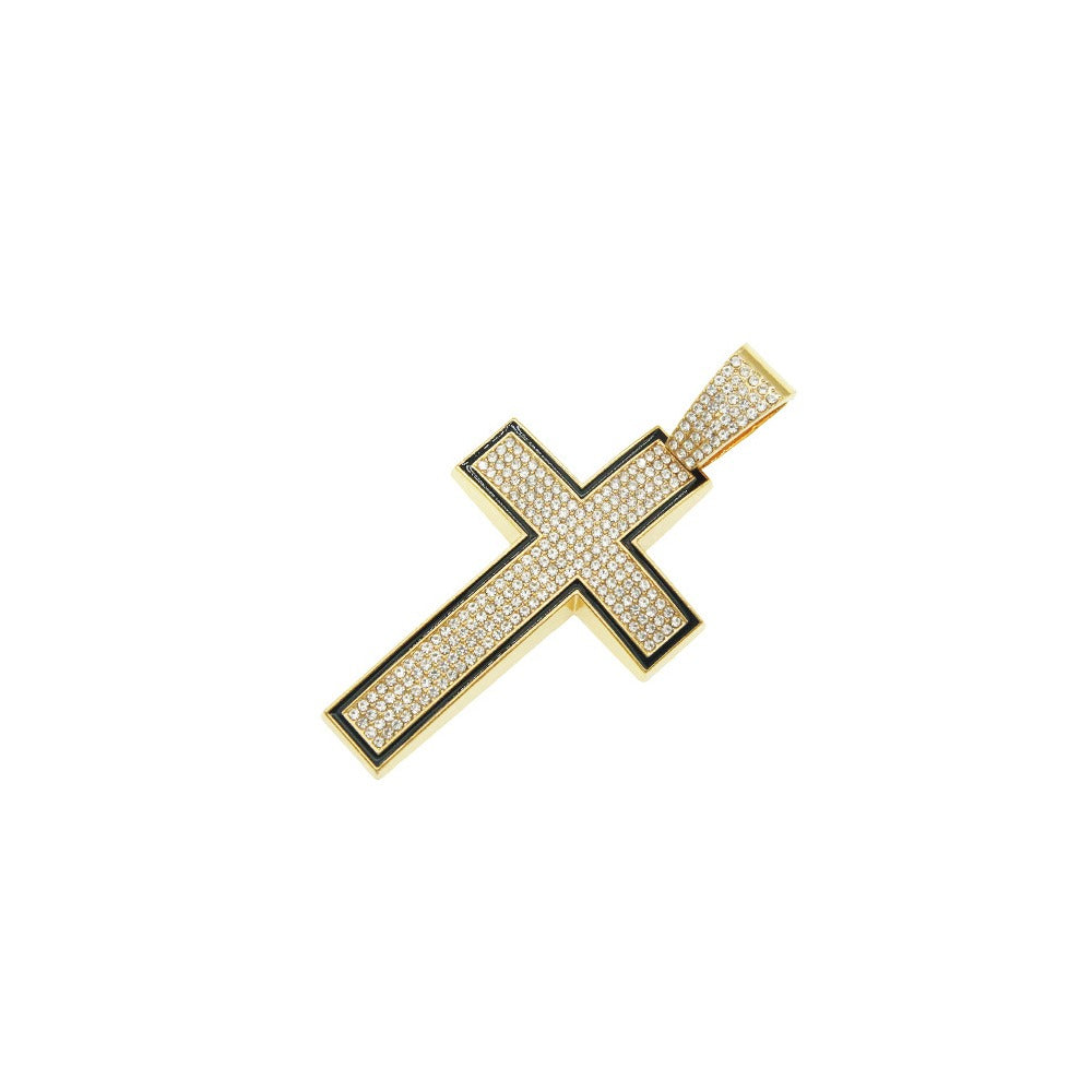 Hip hop set cuben necklace chain with icedout cross pendant charm Gold Plated #43