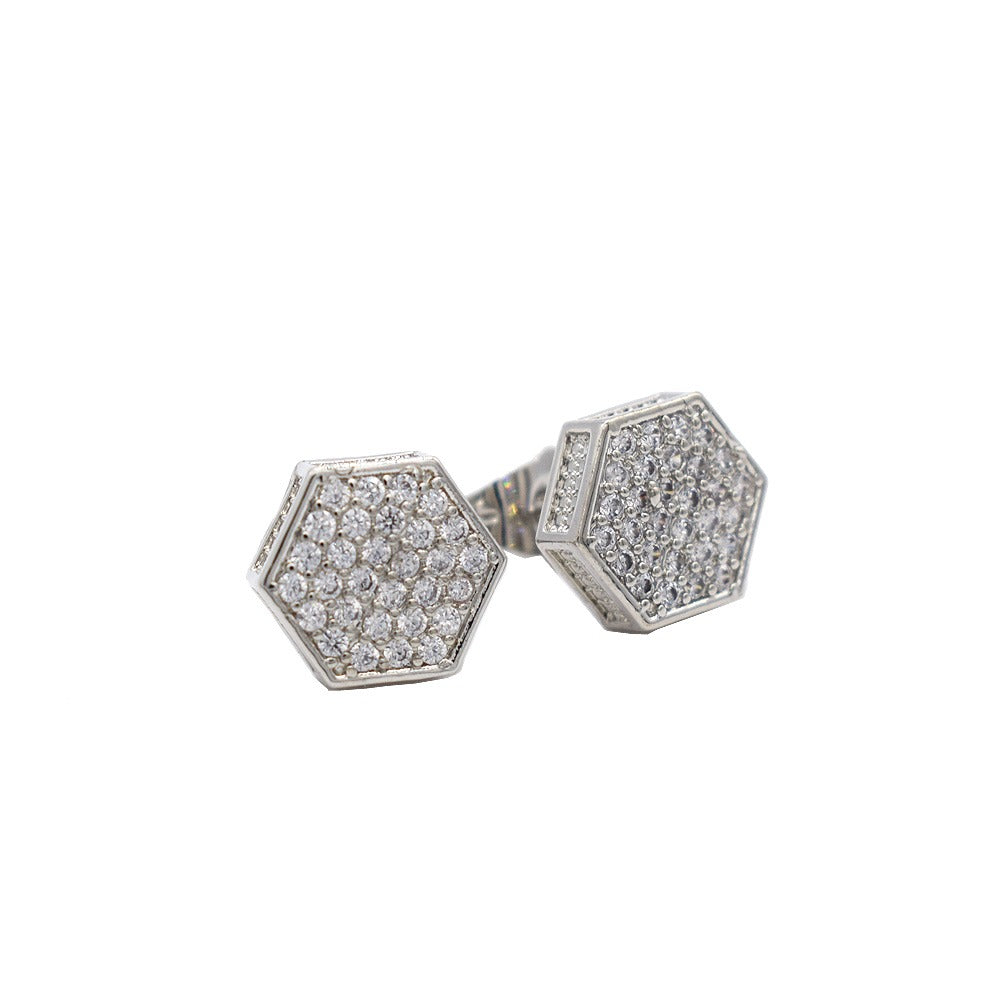18k Layered Real Gold Plated icedout earrings hip hop #21