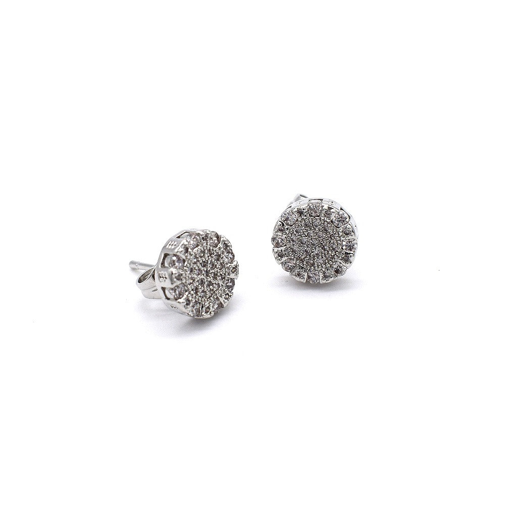 Icedout round hip hop earrings gold Plated pave settings