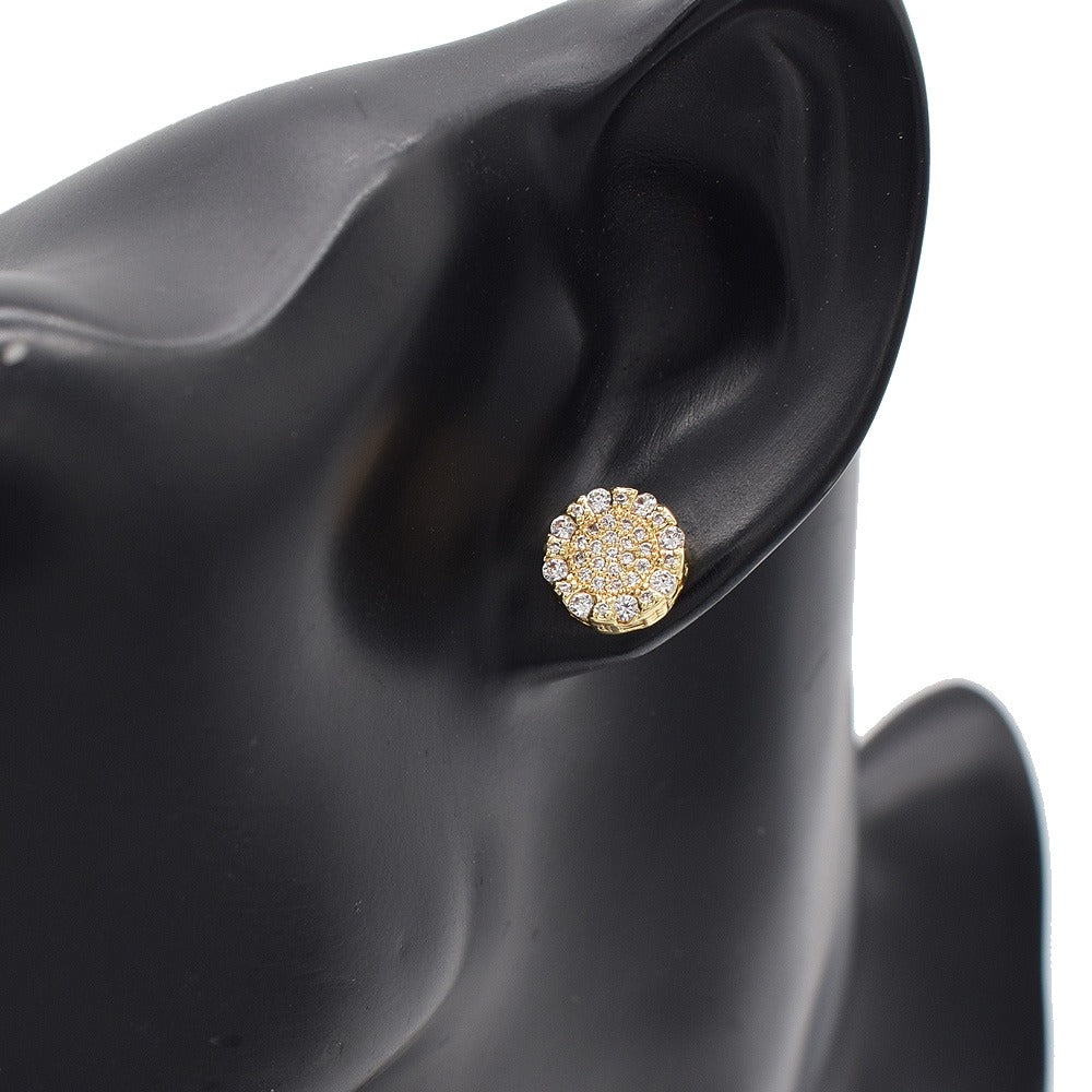 Icedout round hip hop earrings gold Plated pave settings