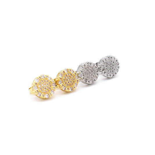 Icedout round hip hop earrings gold Plated pave settings #35