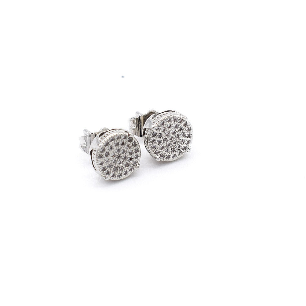 18k Layered Real Gold Plated icedout earrings round hip hop