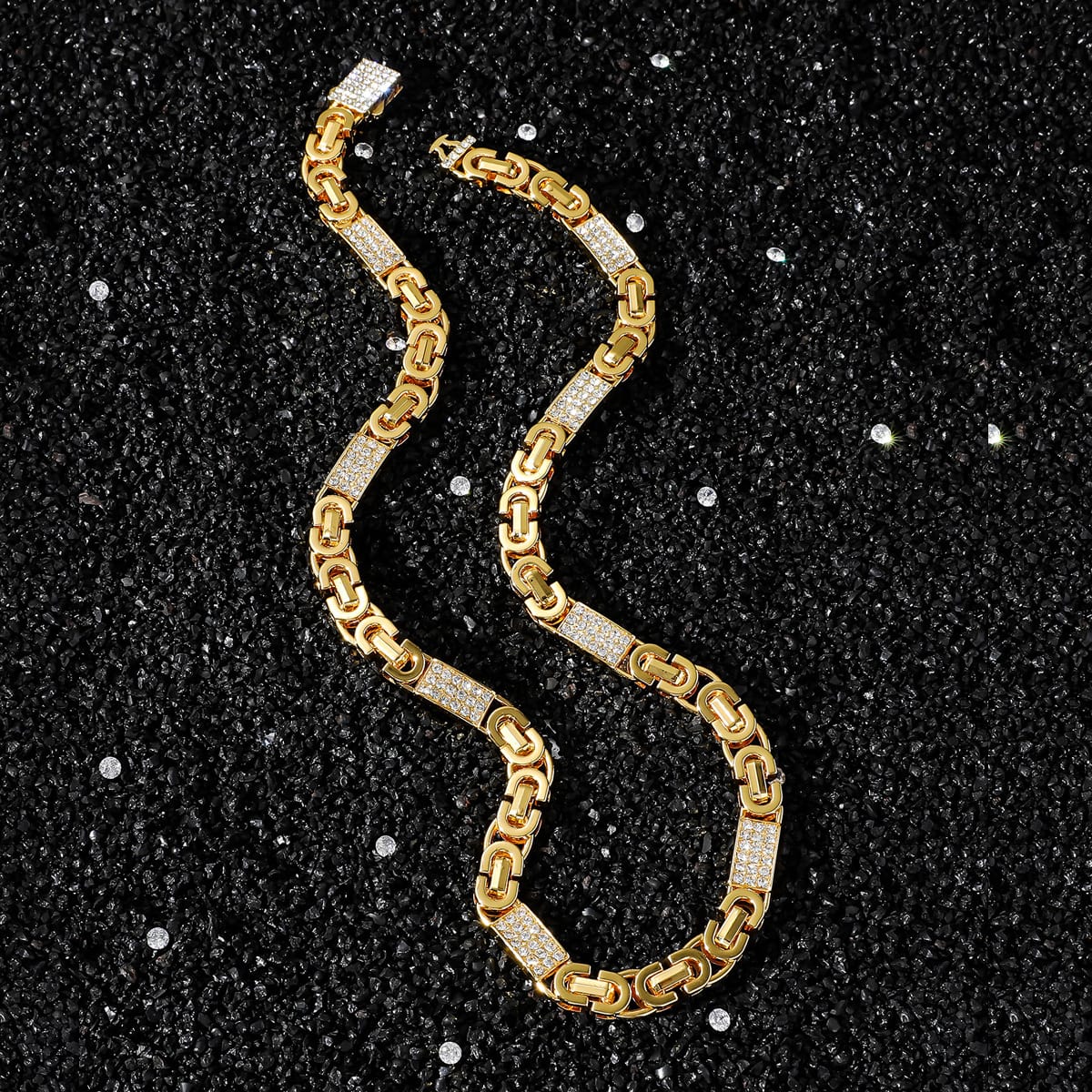 Hip hop necklace bracelet set Gold Plated silver Plated icedout #16