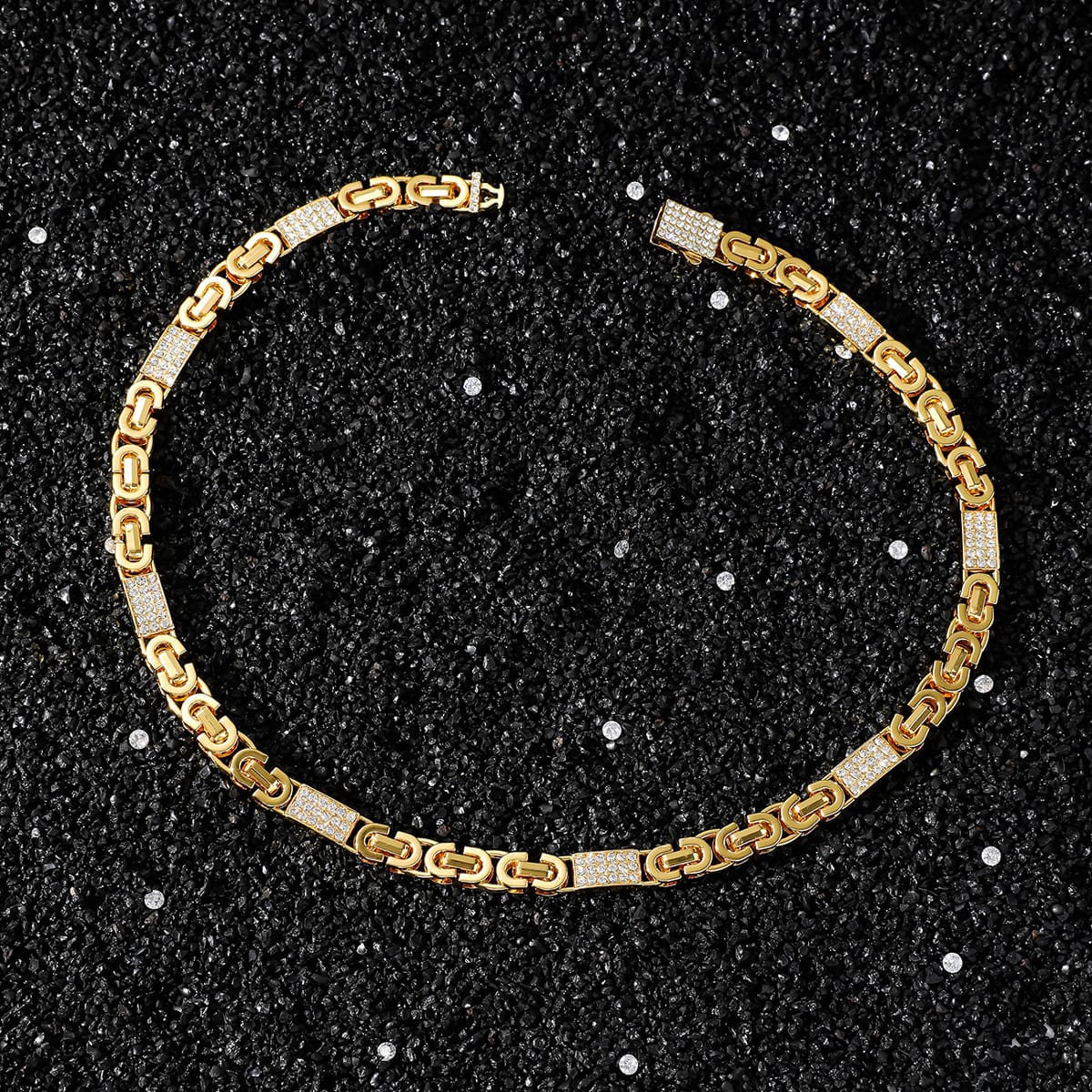 Hip hop necklace bracelet set Gold Plated silver Plated icedout #16