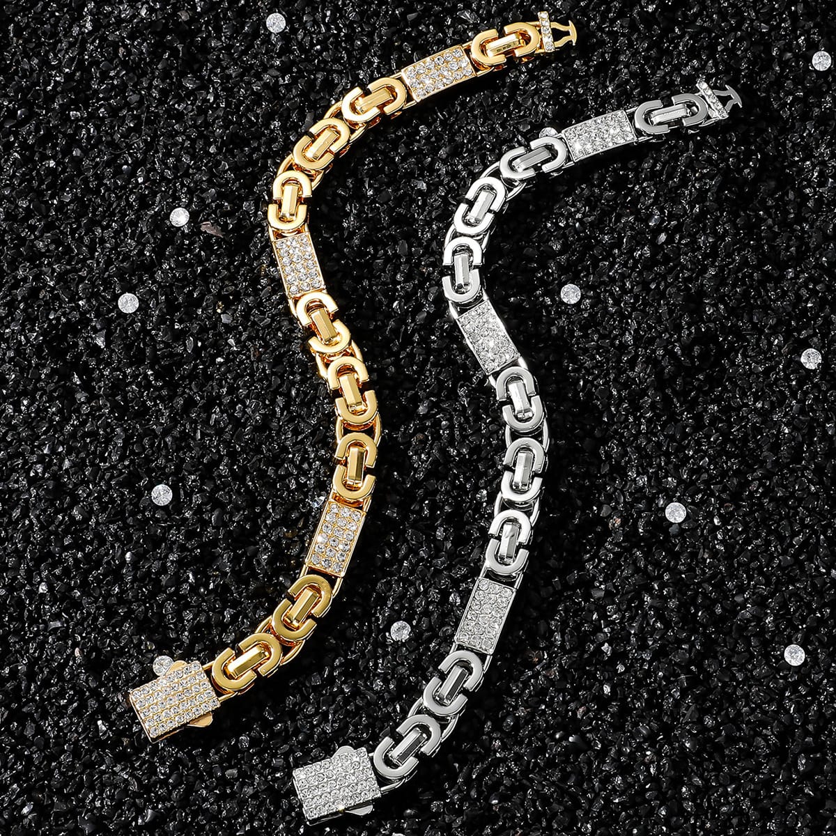 Hip hop necklace bracelet set Gold Plated silver Plated icedout #16