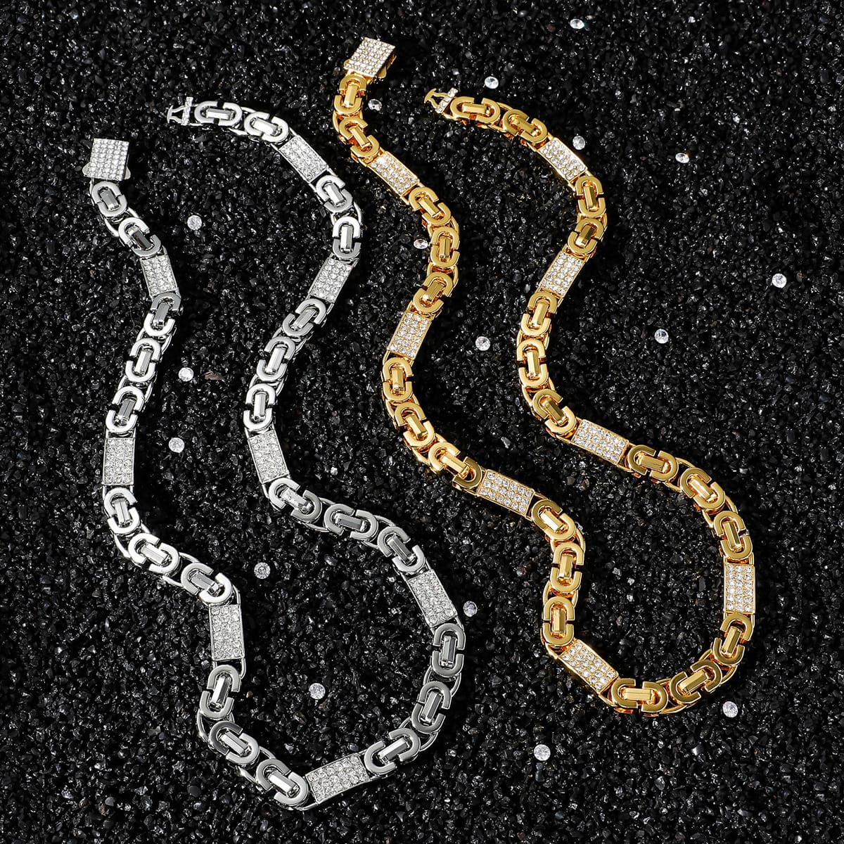 Hip hop necklace bracelet set Gold Plated silver Plated icedout #16