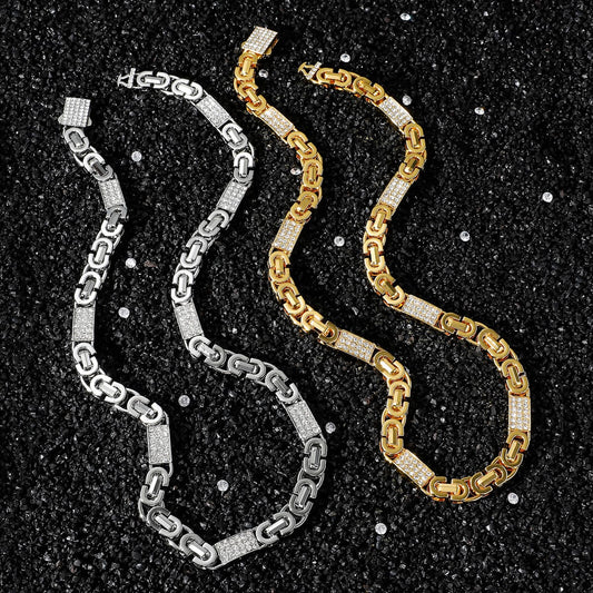 Hip hop necklace bracelet set Gold Plated silver Plated icedout #216