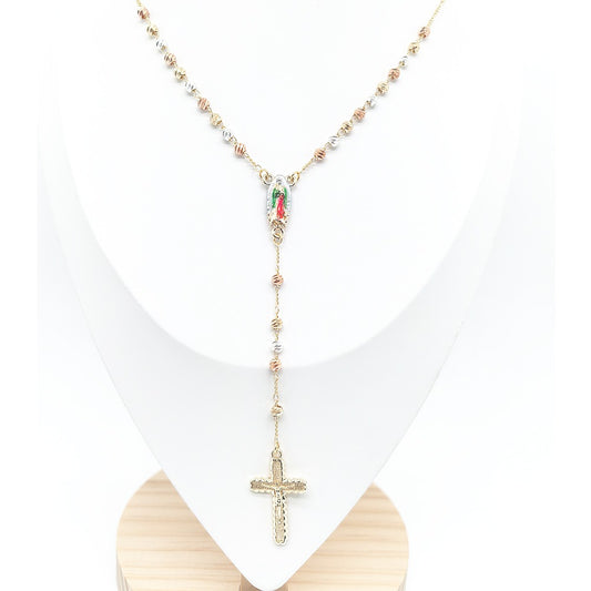 18k Layered Real Gold Filled Religious necklace rosary tri colors #14