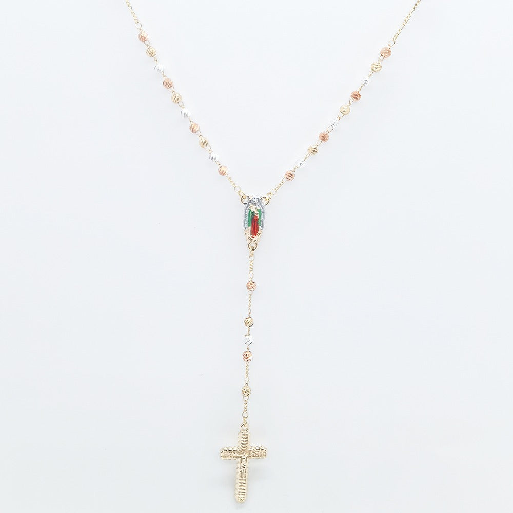 18k Layered Real Gold Filled Religious necklace rosary tri colors #13